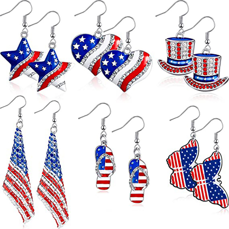 Women Accessories Usa - Kolczyki z flagą amerykańską USA, kolczyki