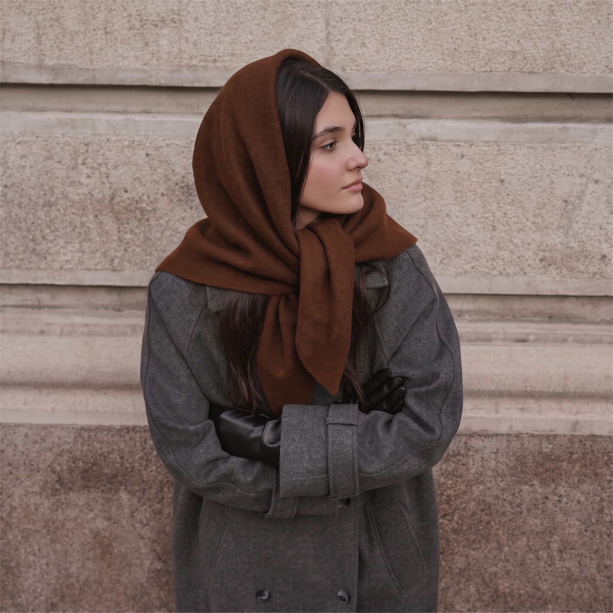 Women'S Winter Accessories Set - Ciepły, dzianinowy trójkątny szalik dla kobiet,