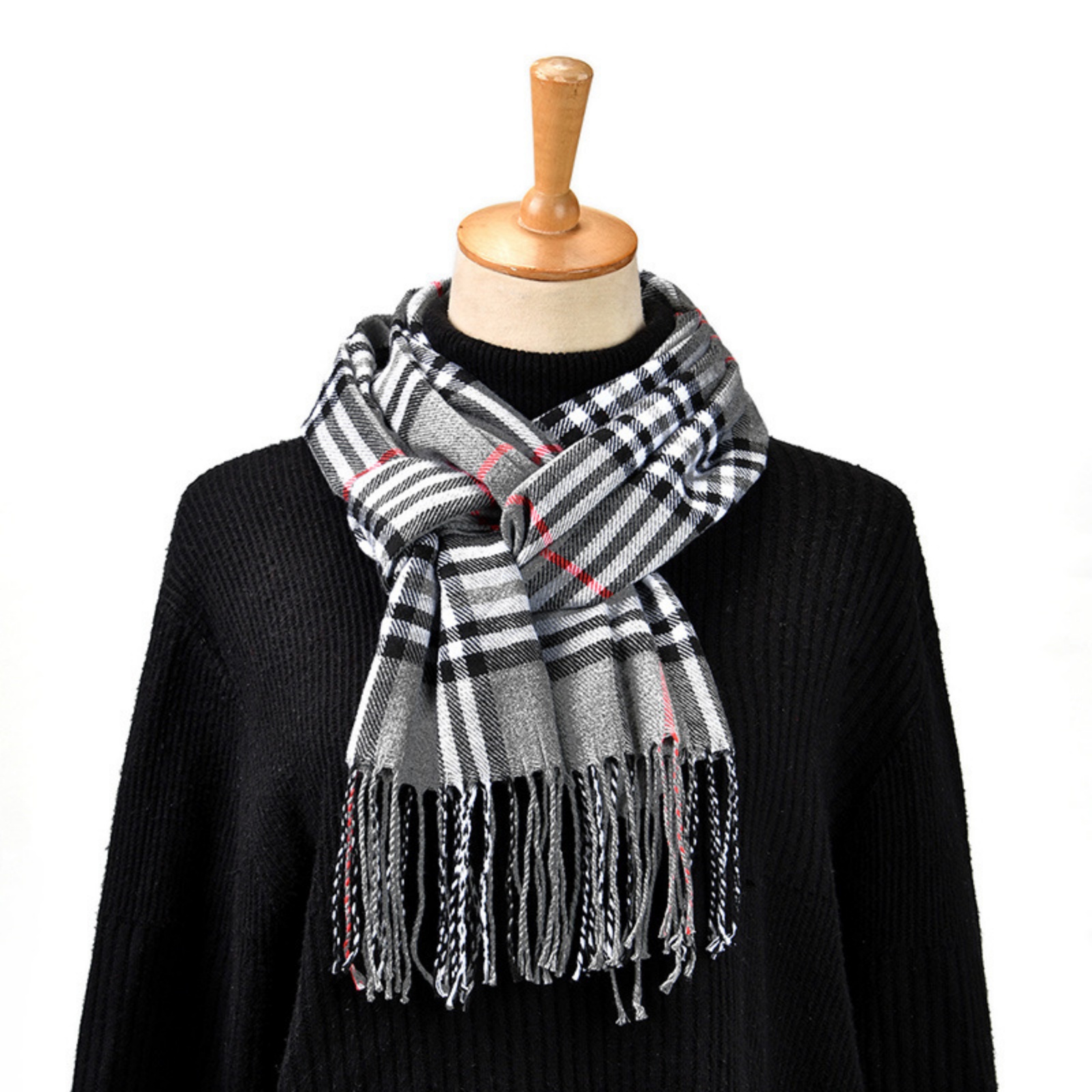 Szal w kratę z frędzlami, klas – Women'S Winter Accessories Set recenzja i cena