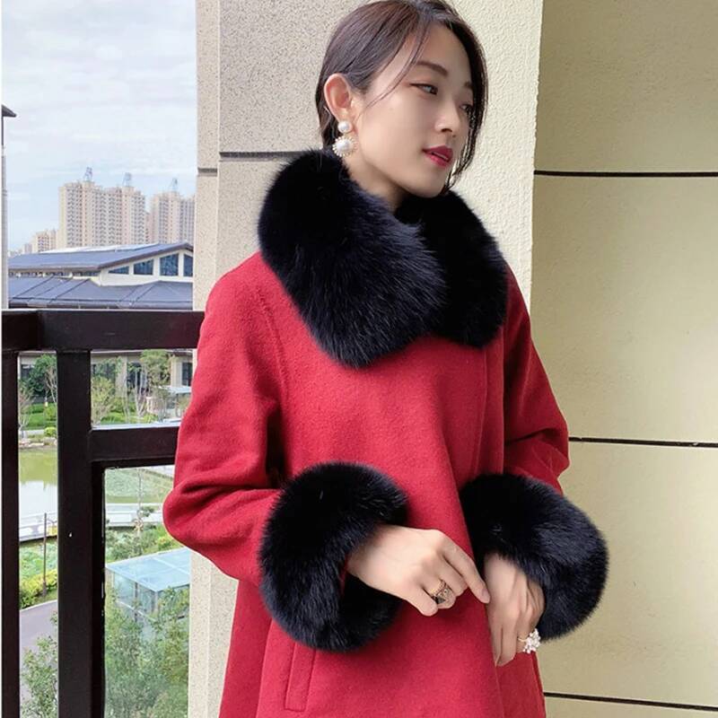 100% Prawdziwe futro lisa Kołn – Women'S Winter Accessories Set recenzja i cena