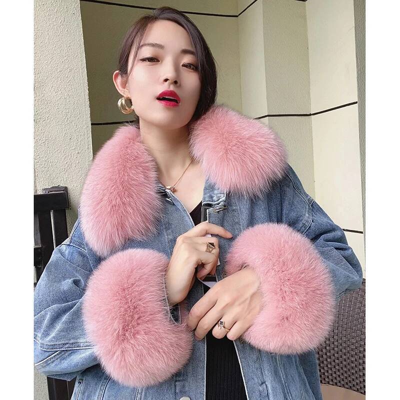 100% Prawdziwe futro lisa Kołn – Women'S Winter Accessories Set recenzja i cena