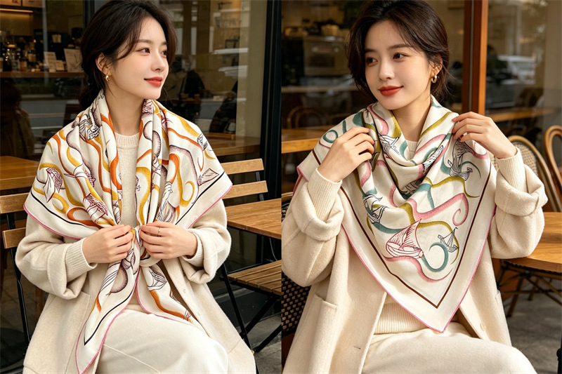 Dwustronny szal 135 cm Luksuso – Women'S Winter Accessories Set recenzja i cena