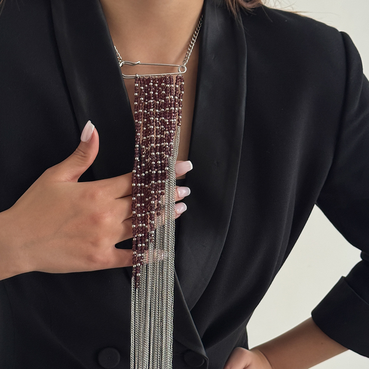 Srebrna broszka z łańcuszkiem  – Women Accessories Jewelry recenzja i cena